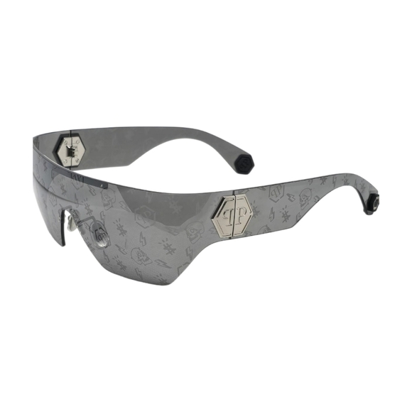PHILIPP PLEIN SUNGLASSES Stylish Gray Sunglasses SHIELD - Picture 3 of 8
